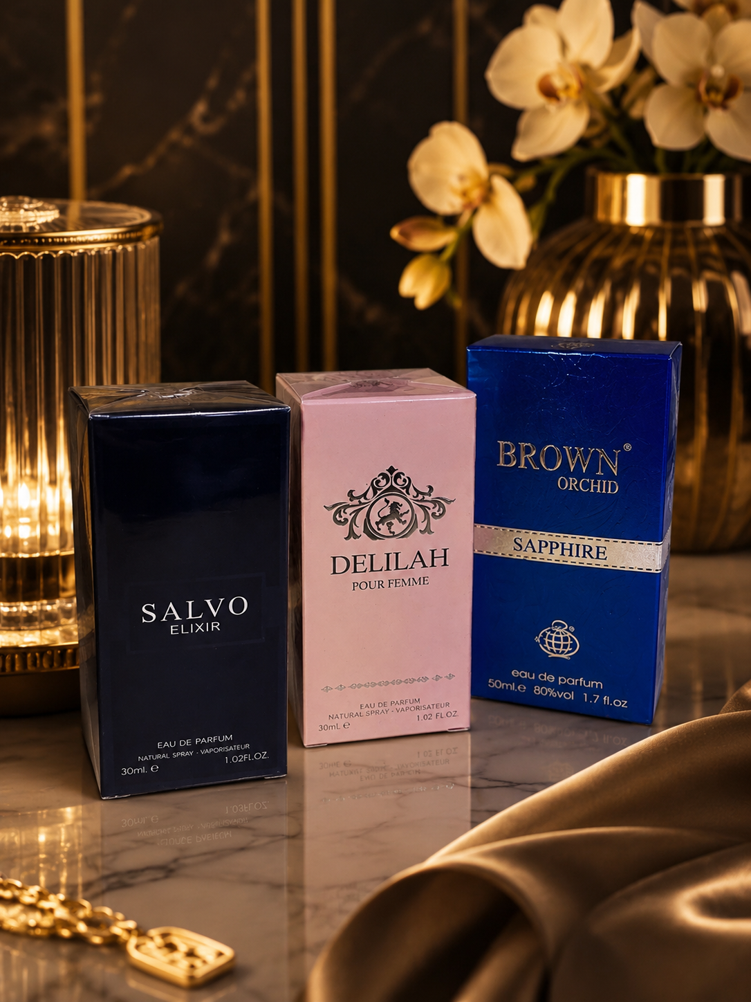 Промо комплект Salvo Elixir + Delilah Pour Femme + Brown Orchid Sapphire